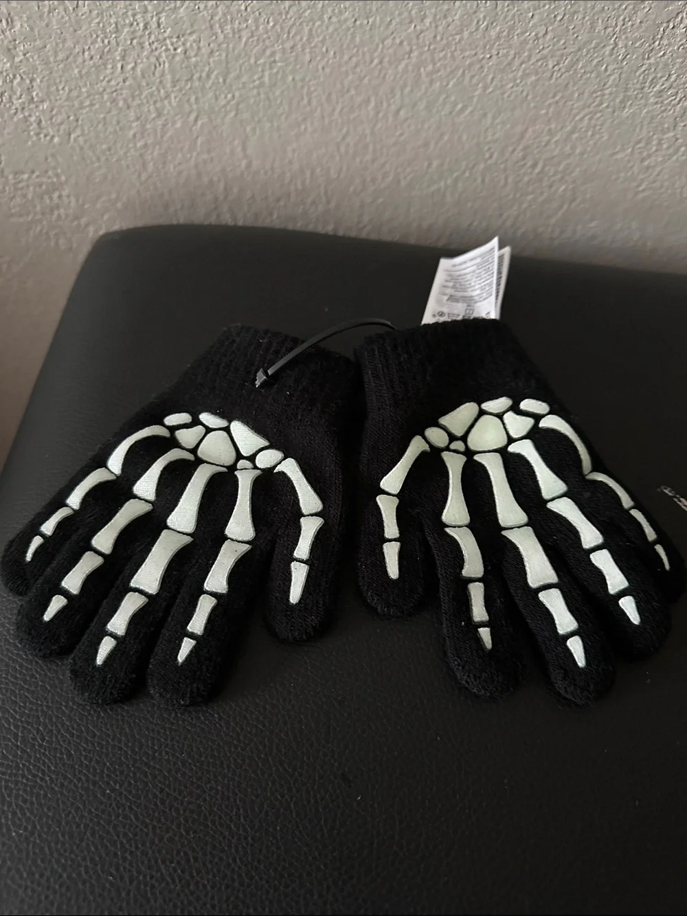 GAP Kids Black Gloves with Glow Skeleton Print